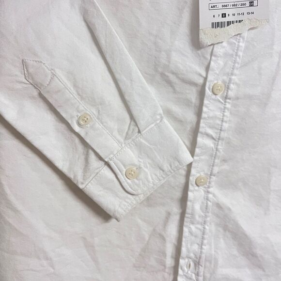NWT Zara Boys White Oxford Cotton Shirt Long Sleeve Sz 8 - Picture 5 of 8
